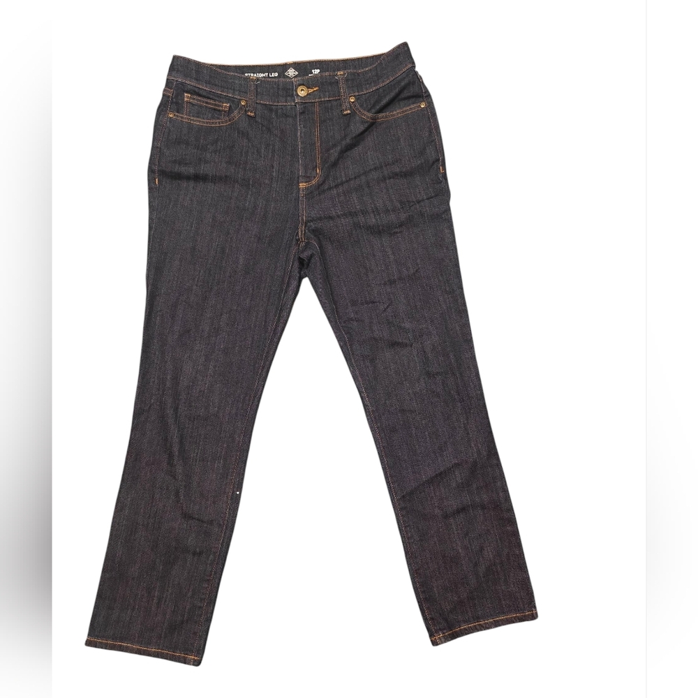 St John's Bay Straight Leg Classic Dark Blue Women's Jeans Size 12P
